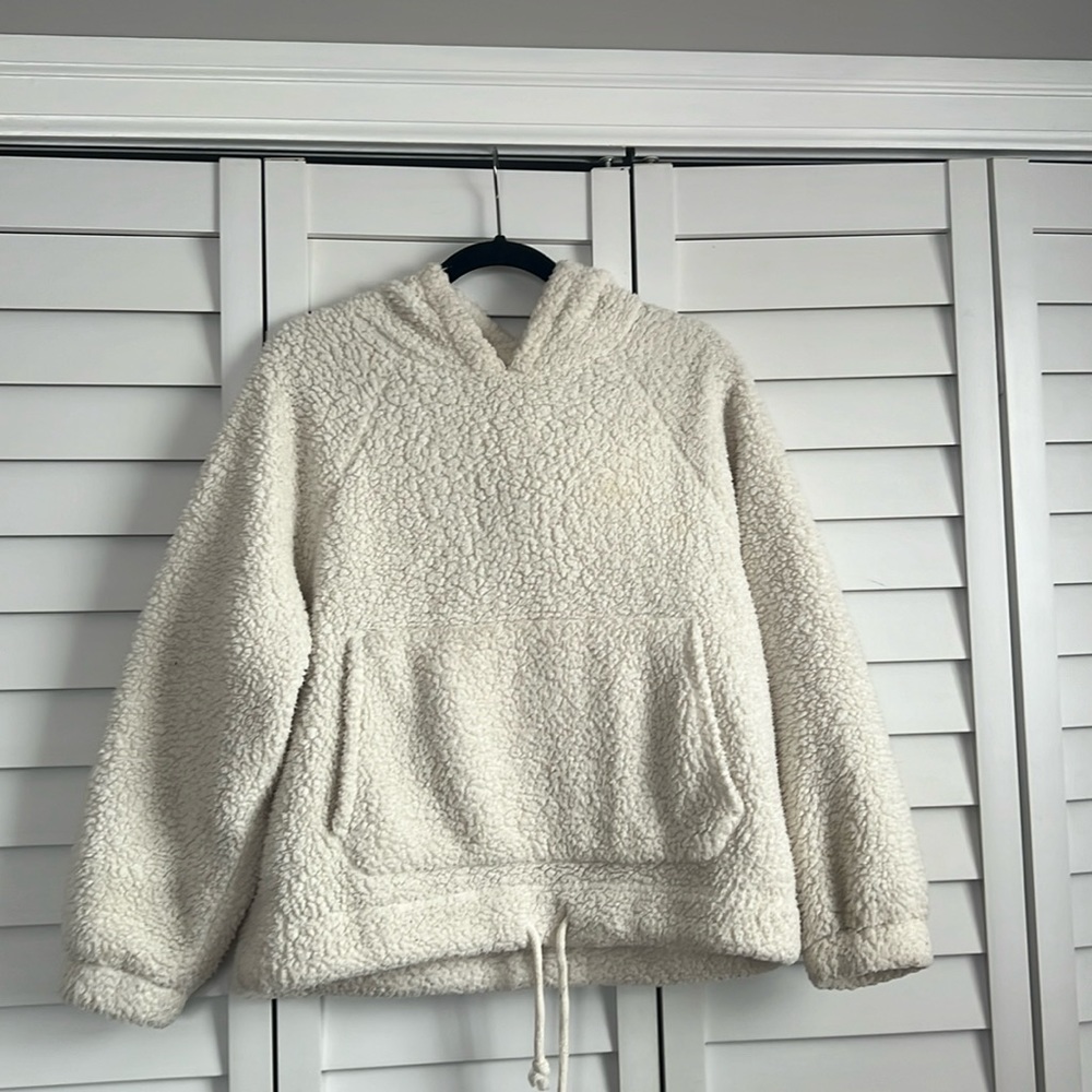 American Eagle white Sherpa hoodie
